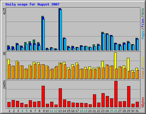 Daily usage for August 2007
