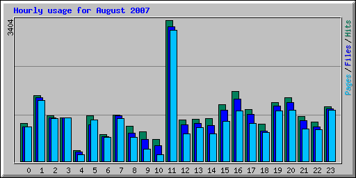 Hourly usage for August 2007