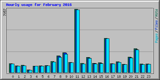 Hourly usage for February 2016